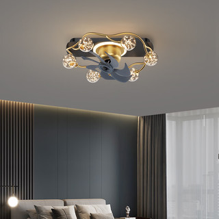 米光惠佳（miguanghuijia）现代简约风扇灯饰后现代创意设计家用一体客厅卧室可摇头风扇吊灯 满天星-直径55*高25CM三色调光