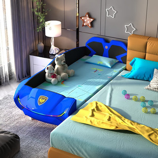 鹿卡森儿童床男孩女孩汽车造型炫酷跑车ABS环保卡通儿童床 蓝色单床+11CM乳胶棕床垫 800mm*1600mm