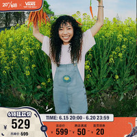 VANS 范斯 官方 女子梭织短裤背带短裤清新灰绿色可爱桔子刺绣 绿色 XS