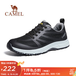 骆驼（CAMEL）男鞋2023年春季透气网面跑步鞋百搭男士时尚休闲运动鞋 G13S380057，黑色 38