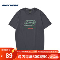 斯凯奇Skechers夏季情侣款针织圆领短袖透气上衣运动t恤 L223U162-026R 奥德赛灰 M