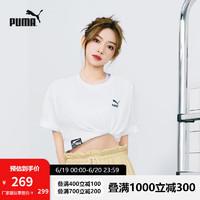 彪马（PUMA）官方 程潇同款 女子休闲印花短袖T恤TEAM BADGE 623253 白-02 L(165/88A)