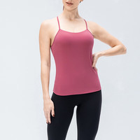 玉儿恋瑜伽服上衣女速干运动短袖户外训练跑步健身服背心一体式胸垫