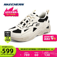 SKECHERS 斯凯奇 熊猫鞋老爹鞋男女同款鞋894177 自然色/黑色/NTBK 43