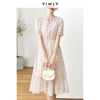 梵希蔓茶歇法式连衣裙女夏季新款小个子气质显瘦粉色碎花裙子质感 M1529 粉花色 S
