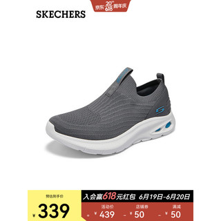 斯凯奇（Skechers）男士绑带运动休闲鞋圆头厚底一脚蹬懒人鞋118076 灰色/GRY 39.5