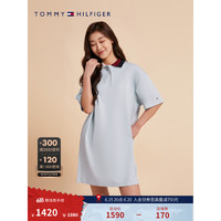 TOMMY HILFIGER23新款春夏女装撞色针织直筒H型宽松版POLO连衣裙40218 淡蓝色C1O L