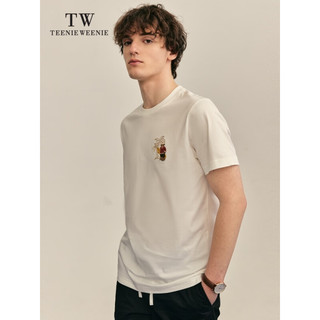 Teenie Weenie Men小熊男装2023夏季新款时尚休闲刺绣修身圆领短袖T恤 白色 170/M