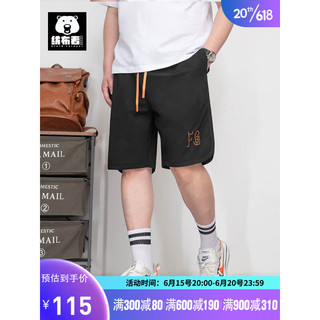 纺布者（PENNY PEI）大码男装2023新款潮流夏季加肥加大宽松胖子短裤五分休闲肥佬裤子 黑色 5XL	（225-250斤）