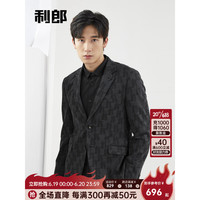 利郎官方休闲西服男外套提花肌理个性时尚23秋季新款男士小西装上衣 黑绿(22QDX801SA) 165/80A