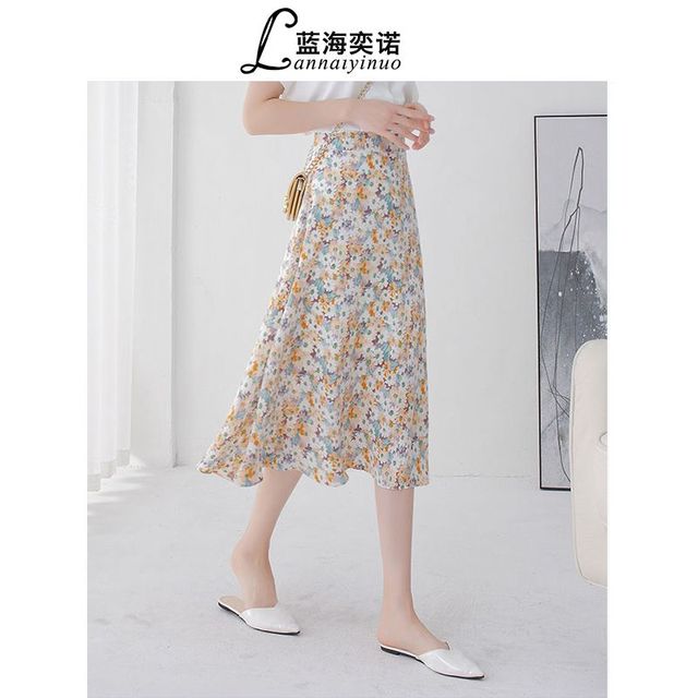 CACHE CACHE 碎花半身裙女夏季A字裙显瘦高腰雪纺印花小雏菊碎花裙