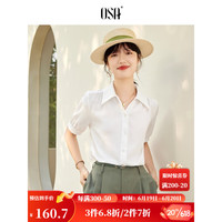 欧莎（OSA）雪纺职业衬衫上衣女士夏季2023年新款宽松显瘦薄衬衣 白色 S