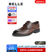 BeLLE 百丽 通勤商务皮鞋男2023秋季新款真皮新郎婚鞋德比正装鞋A1167CM3 棕色 45