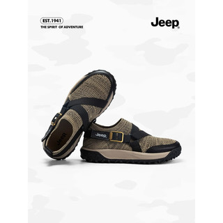 Jeep吉普女鞋2023新品夏季一脚蹬网面透气休闲鞋女户外轻便运动徒步鞋 黑色 40
