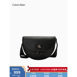 卡尔文·克莱恩 Calvin Klein Jeans23新款男士经典简约贴片插扣翻盖小号单肩斜挎包HH3799 001-太空黑 OS