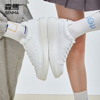 森馬（Senma）女鞋板鞋女新款韩版小白鞋学生百搭平板鞋 白色-A款(女鞋) 38