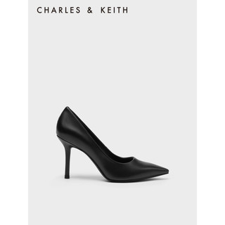 CHARLES&KEITHCK1-61720142时尚纯色尖头高跟单鞋女鞋 Black黑色 39