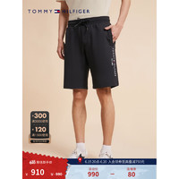 TOMMY HILFIGER23新款春夏男装纯棉毛圈布简约刺绣合身版抽绳短裤22351 黑色BDS S