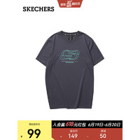斯凯奇（Skechers）运动T恤男款夏季短袖白色健身宽松上衣L223M074 奥德赛灰/026R S