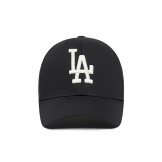 MLB棒球帽子男女韩版弯檐道奇队硬顶鸭舌帽四季遮阳CP08 黑色白标LA