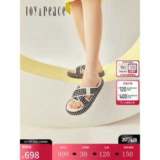 真美诗（Joy&peace）2023夏季新款商场同款复古花纹厚底休闲拖鞋J6091BT3 黑色 38