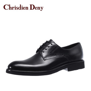 克雷斯丹尼（Chrisdien Deny）新款男士正装皮鞋意大利进口男鞋英伦商务皮鞋办公鞋结婚鞋 黑色GWD4802N1J 44