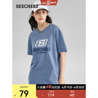 斯凯奇（Skechers）春夏t恤圆领运动短袖L122U199 花冠蓝/01P1 165/84A/S
