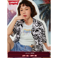 Levi's李维斯2023夏季新品女士短袖T恤复古辣妹短款上衣 蓝色 XS