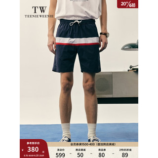 Teenie Weenie Men小熊男装撞色时尚短裤男2023夏季新款宽松直筒休闲裤 藏青色 170/M