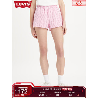 Levi's李维斯23夏季新品女士宽松休闲LOGO印花短裤轻薄舒适A6226-0000 粉紫色 XS