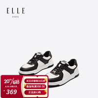 ELLE休闲鞋女黑白熊猫鞋2023春夏新款小众百搭休闲运动鞋 黑色跟高3.5cm 36标准码