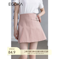 EGGKA 黑色百褶半身裙女高腰春夏季2023年新款设计感学院风短裙子 粉色 S