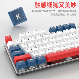 飞利浦（philips） 机械键盘鼠标套装有线游戏电竞办公键鼠台式电脑笔记本通用外设104键发光 深蓝白红三拼蓝光+9304黑色