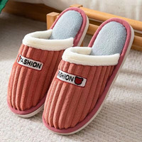 俞兆林 2022新款棉拖鞋女冬季家居室内防滑拖鞋情侣厚底男士可爱保暖月子棉拖HD 红色(小熊头) 38-39(适合37-38)