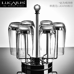 LUCARIS 泰国进口水晶玻璃水杯喝水杯子460ml特饮杯六只装带升级水杯杯架套装
