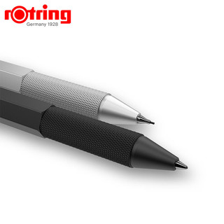 rOtring 红环 按压式多色笔+自动铅笔0.5mm多功能三合专业绘图-600系列黑色单支装