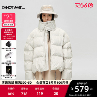 CANOTWAIT_ 陈伟霆潮牌CANOTWAIT 冬季男女情侣时尚短款LOGO满印廓形棉服