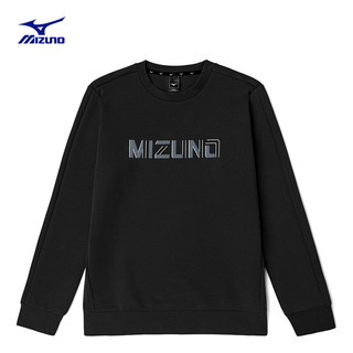 Mizuno 美津浓 男上衣简约圆领宽松时尚字母印花套头卫衣 09/黑色 XL