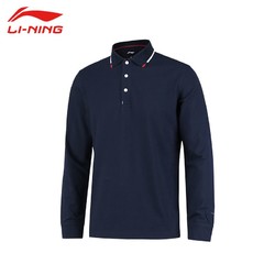 LI-NING 李宁 长袖翻领Polo衫休闲翻领男女款纯棉打底衫