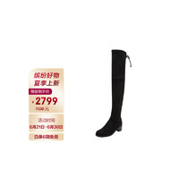 STUART WEITZMAN 女士羊皮高跟尖头过膝长靴黑色 MIDLAND BLACK SUEDE 35.5