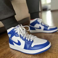 NIKE 耐克 AIR JORDAN 正代系列 Air Jordan 1 Mid 女子篮球鞋 BQ6472-104 蓝白色 36.5