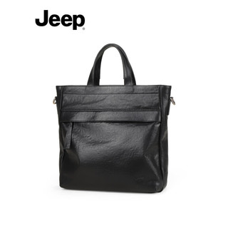 Jeep 吉普 男士手提包真皮商务公文包大容量竖款休闲单肩包高端斜挎包背包 生日礼物实用送爸爸