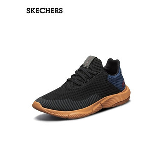 SKECHERS 斯凯奇 男鞋休闲鞋 运动鞋 一脚蹬减震舒适透气网面鞋 65867 黑色/海军蓝色/BKNV 45