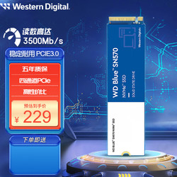 Western Digital 西部数据 WD） NVME协议 M.2接口 2280台式机笔记本SSD固态硬盘 蓝盘SN570 250G+散热片