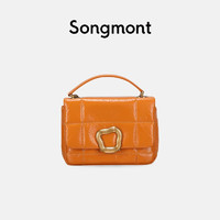 Songmont山下有松软巧克力包mini设计师新款时尚头层牛皮单肩链条小方包 活力橙