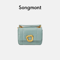 Songmont 崧 山下有松软巧克力包mini设计师新款时尚头层牛皮单肩链条小方包 冰青蓝