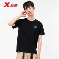 XTEP 特步 休闲T恤男短袖2023春季新款运动上衣半袖短T针织衫男潮流男装