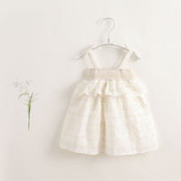 马克珍妮 夏女童金色窗格纯棉吊带裙儿童婴儿宝宝裙子