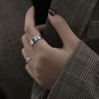 MOEFI 茉妃 s925纯银复古戒指女招财聚财个性设计简约小众开口转运指环