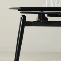 京东京造 现代简约岩板折叠餐桌小户型饭桌方变圆餐桌椅组合一桌六椅1.3m